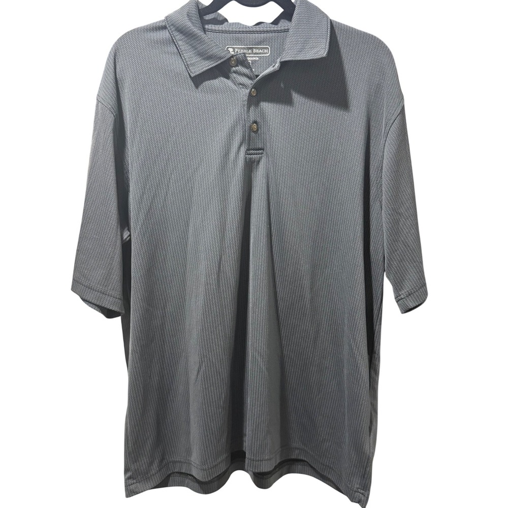 Pebble Beach Heather Gray Collared Polo Shirt Wicking Mens XL Golf Work Summer